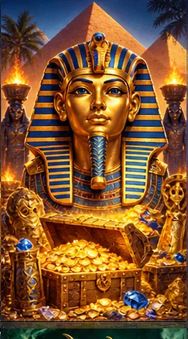 Een farao en gouden Egyptische schatten